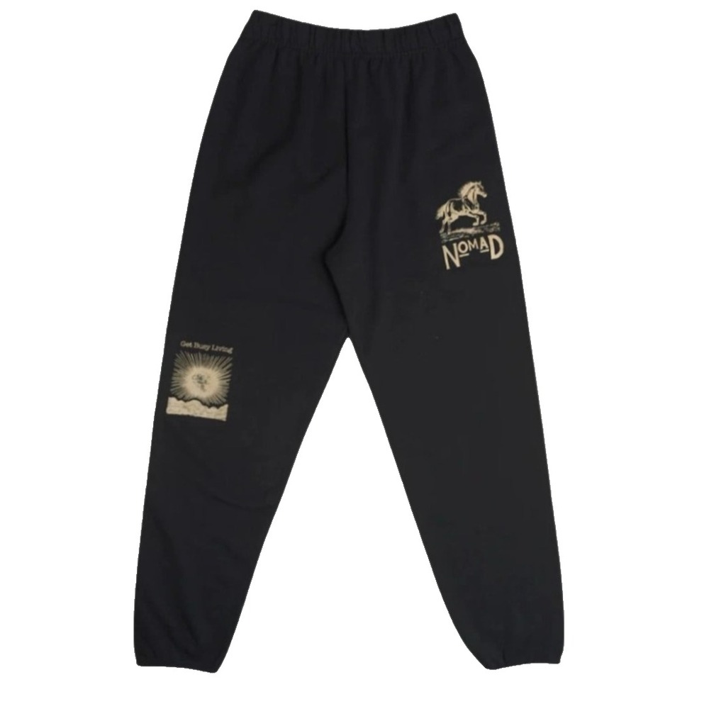 Nomad Get Busy Living Graphic Sweatpants Black Horse Joggers Mens Large LA Made